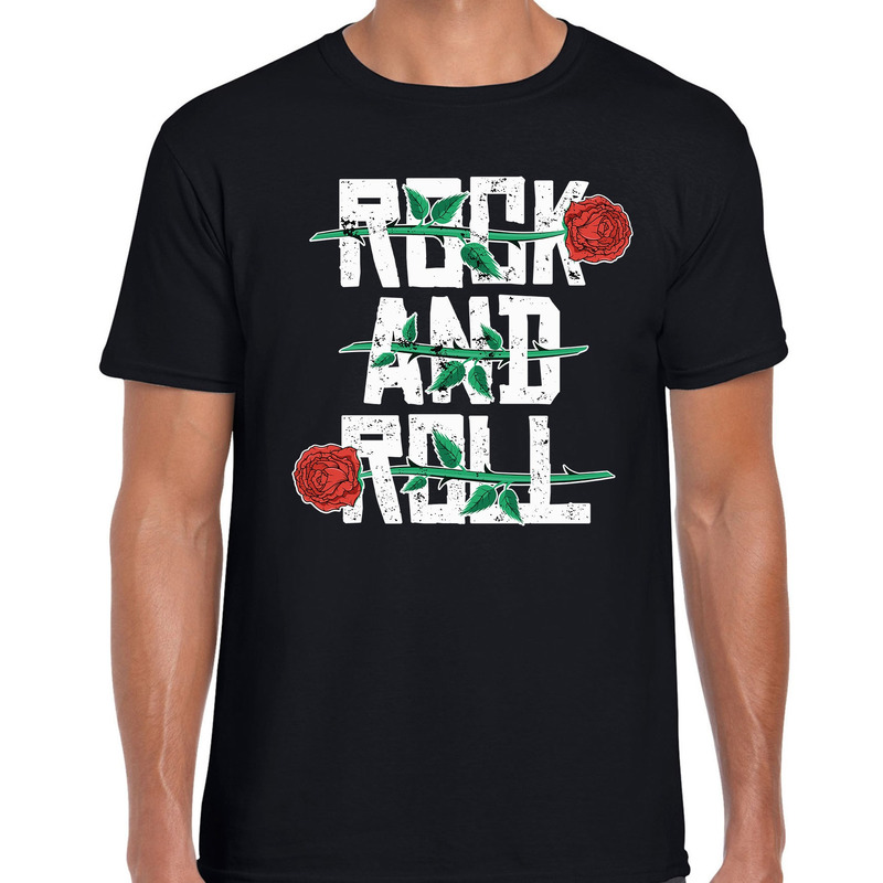 Rock and Roll t-shirt zwart voor heren Top Merken Winkel